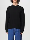 Marni Deconstructed Contrast-stitch Relaxed-fit Cotton Knitted Jumper In Black
