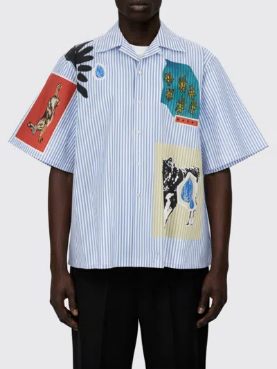 MARNI SHIRT MARNI MEN COLOR GNAWED BLUE,H29843011