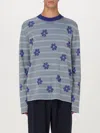 Marni Logo-intarsia Striped Knit Top In Grau