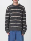 Marni Striped Wool Mohair Sweater In Gray