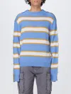 Marni Striped Pattern Round Neck Sweater In Blue