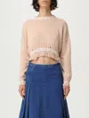 Marni Womens 00w35 Distressed Cropped Cotton-knit Jumper In Neutral