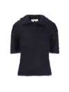 Marni Fuzzy Short Sleeve Sweater In Midnight