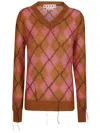 Marni Fringed Argyle Jacquard-knit Mohair-blend Sweater In Multicolour
