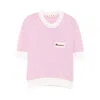 Marni Wool Blend Short Sleeve Crewneck Sweater In Pink