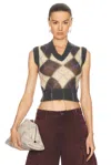 Marni Gray & Yellow Argyle Vest In Endive