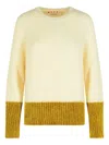 Marni Relaxed Fit Roundneck Knit Sweater With Ribbed Texture In Yellow