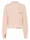 Marni Asymmetrical Turtleneck Sweater With Ribbed Texture In Animal Print
