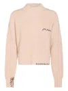 Marni Asymmetrical Turtleneck Sweater With Ribbed Texture In Neutral