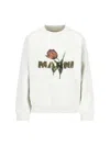Marni Knitwear With Floral Print And Ribbed Finish In White