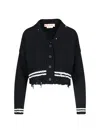 Marni Ribbed Hem Cropped Crewneck With Striped Detail