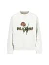 Marni Knitwear With Floral Print And Ribbed Finish In White