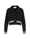 Marni Ribbed Hem Cropped Crewneck With Striped Detail