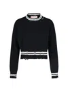 Marni Roundneck Crewneck Crop Distressed Ribbed Contrast In Black