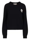 Marni Womens 00n99 Branded-patch Knitted Cashmere Jumper