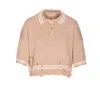 Marni Knitwear Polo With Distressed Button Detailing In Brown