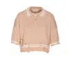 Marni Knitwear Polo With Distressed Button Detailing In Brown