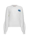 Marni Off-white Dishevelled Cotton Cropped Cardigan In Alabaster