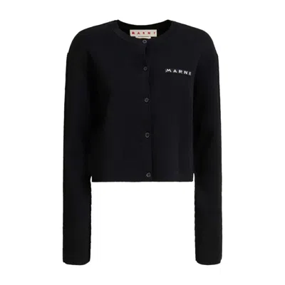 Marni Logo-appliqué Cardigan In Black