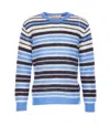Marni Crew Neck Mohair Blend Sweater With Embroidery In Blue