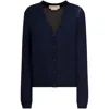 Marni Blue Silk And Wool Blend Cardigan With Contrasting Back Panel In Blue