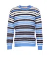 Marni Crew Neck Mohair Blend Sweater With Embroidery In Blue