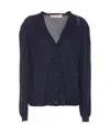 Marni Blue Silk And Wool Blend Cardigan With Contrasting Back Panel In Blue