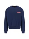 Marni Boxy Navy Blue Cropped Sweater With Bold Logo Patch In Blue
