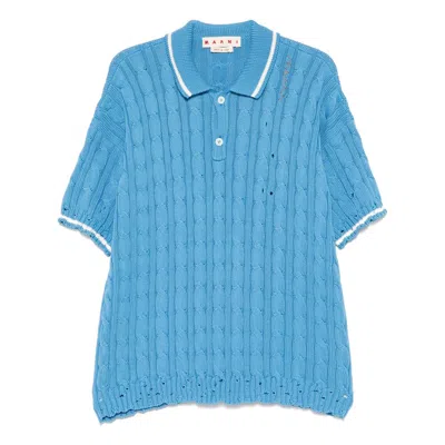 Marni Short Sleeve Polo Shirt In Blue