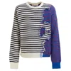 Marni Multicolor Striped Needle Punch Sweater In Blue