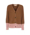 Marni Long Sleeve Merino Wool V-neck Cardigan In Brown