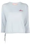 Marni Sweater With Logo In Azzurro Blu E Verdi