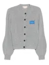 Marni Cashmere Cardigan With Patch In Gray