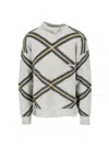 Marni Diamond-check Distressed Jumper In Grey