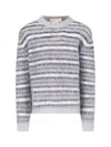 Marni Gray Fuzzy Wuzzy Striped Sweater In Grey
