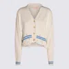 Marni Mending Logo Distressed Boxy Cotton Cardigan In Neutral