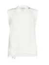 Marni Distressed-finish Knitted Vest In Lily White