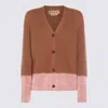 Marni Long Sleeve Merino Wool V-neck Cardigan In Brown
