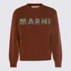 Marni Ribbed Cuff Long Sleeve Virgin Wool Sweater In Brown