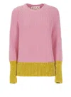 Marni Crewneck Hood Kangaroo Pocket Long Sleeves Ribbed Cuffs In Pink