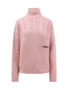 Marni Distressed Virgin Wool Turtleneck Sweater In Pink