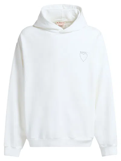 Marni Logo-printed Drop Shoulders Hoodie In White