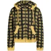 Marni Fuzzy Hooded Jacket With Bold Checkered Pattern In Yellow