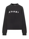 Marni Relaxed Fit Black Sweatshirt With Textured Logo In Black