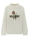 Marni White Cotton Sweatshirt With Tulip Print In White