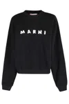 Marni Relaxed Fit Black Sweatshirt With Textured Logo In Black