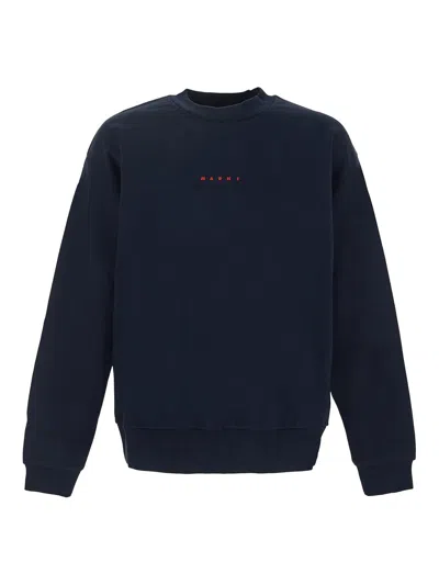 Marni Logo Sweatshirt In Blue