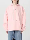 Marni Relaxed Fit Pink Hoodie With Adjustable Drawstring And Kangaroo Pocket In Pink