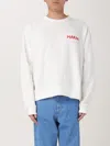 Marni Cropped White Sweater With Bold Chest Patch In White