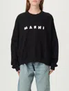 Marni Relaxed Fit Black Sweatshirt With Textured Logo In Black